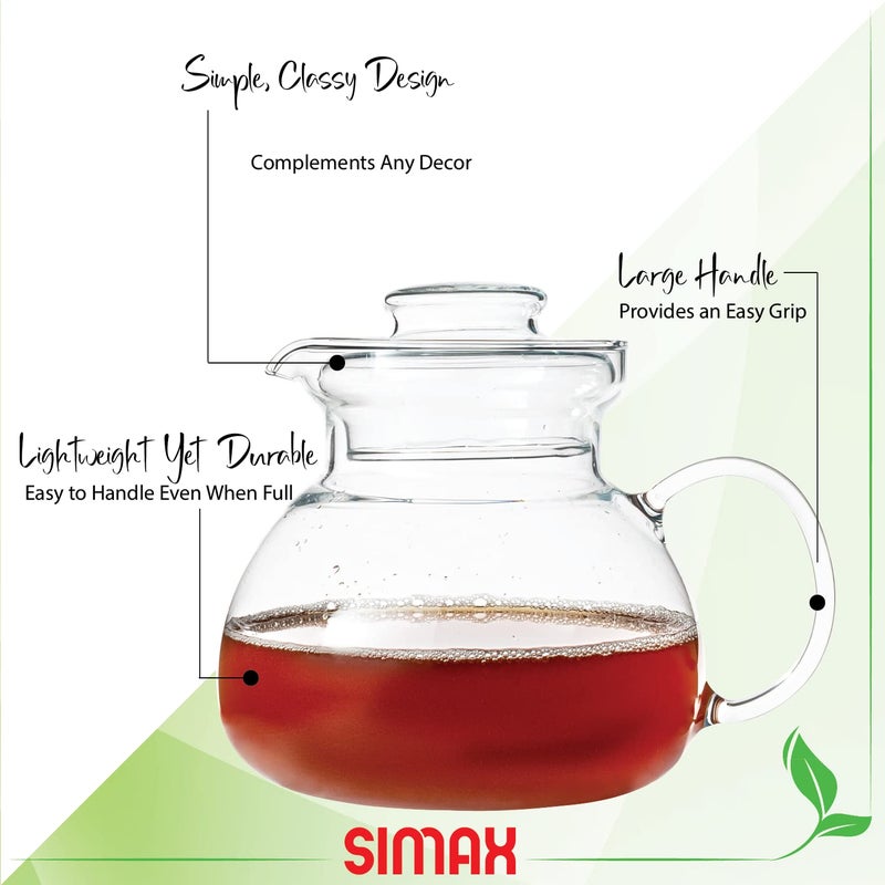 Simax Glass Teapot for Stovetop: Clear Glass Tea Kettle with Spout - 1 Quart/4 Cup Teapot - Microwave Safe - Image 2